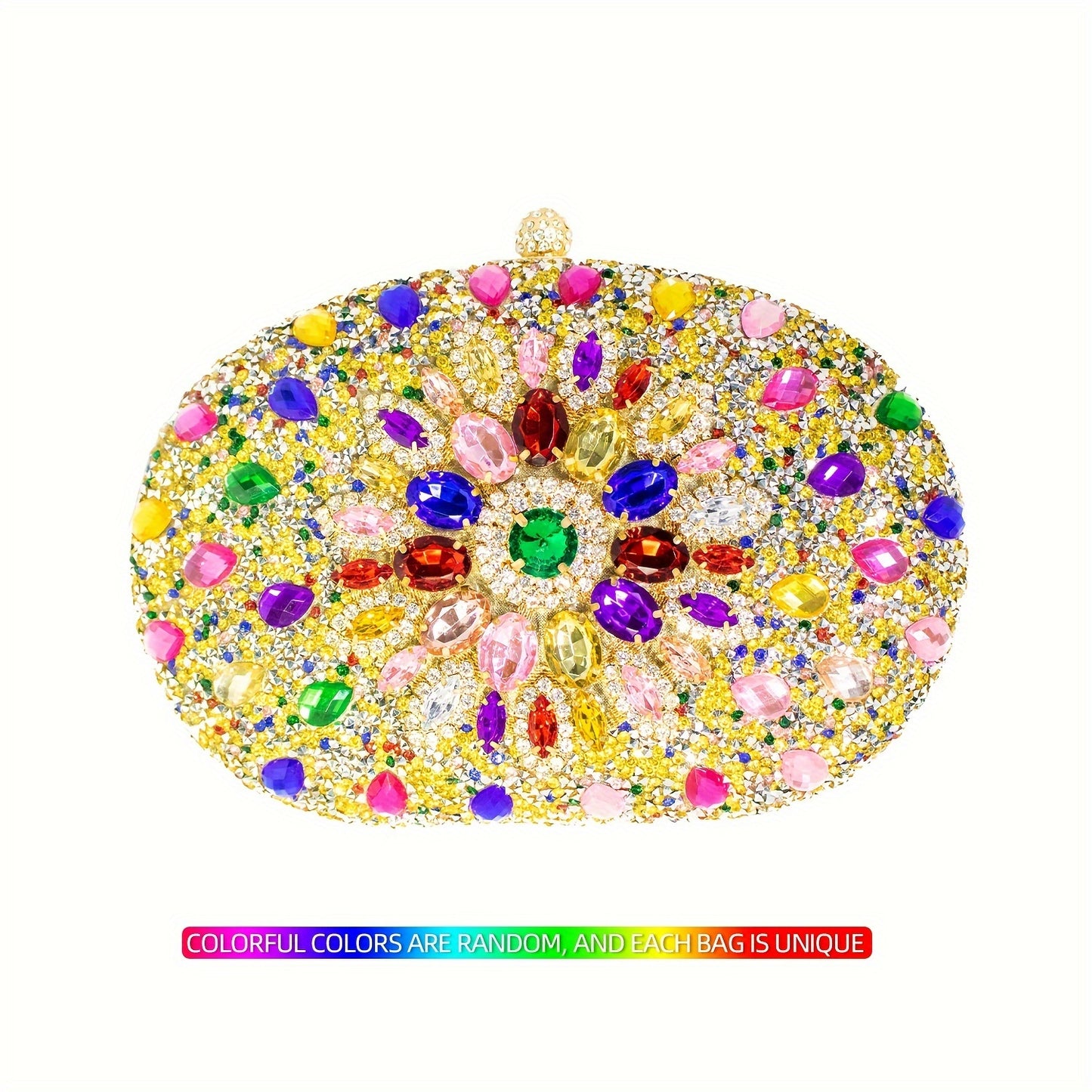 Glamorous Sunflower Rhinestone Clutch Bag - Sparkling Luxury for Evening Parties, Cocktail Dinners, Weddings & Festivals - A Durable, Versatile Handbag for Carnaval and Music Events