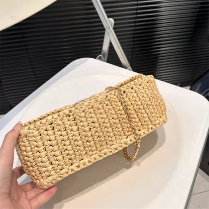 Woman Straw Chain Bags Crossbody Designer Bag Luxury Crochet Beach Bags Small Phone Purse TOP