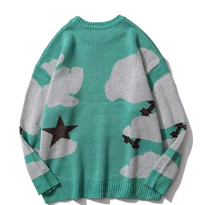 Harajuku Vintage Cartoon Anime Knitted Sweater Men Women Winter Oversized Rock Hip Hop Rap Pullover Jumper Sweater