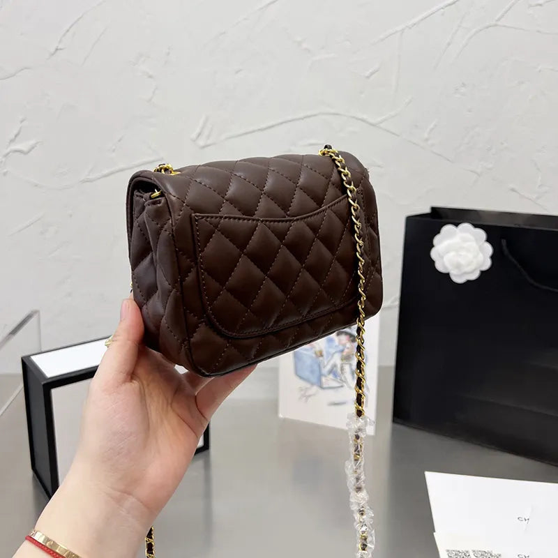 5A New Color Designer Shopping Crossbody Diamond Lattice Soft Shoulder Bag Gold Ball Woc Chain Flap Leather Cowhide Hasp Belts Handle Bags Channel 20cm 17cm