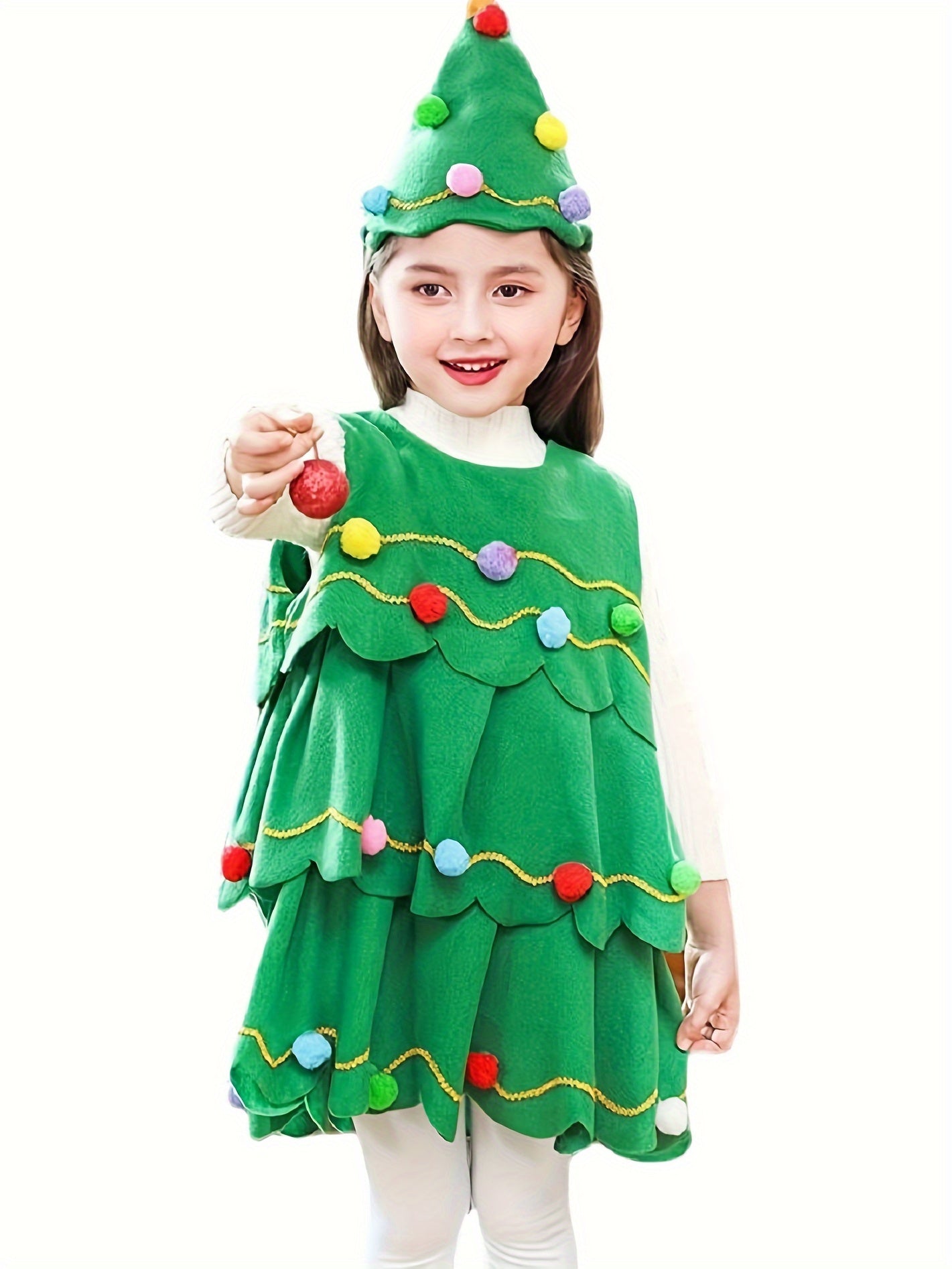 Girls/boys Christmas Tree Costume Dress Kids Cosplay Dress For Christmas Party Gift Performance