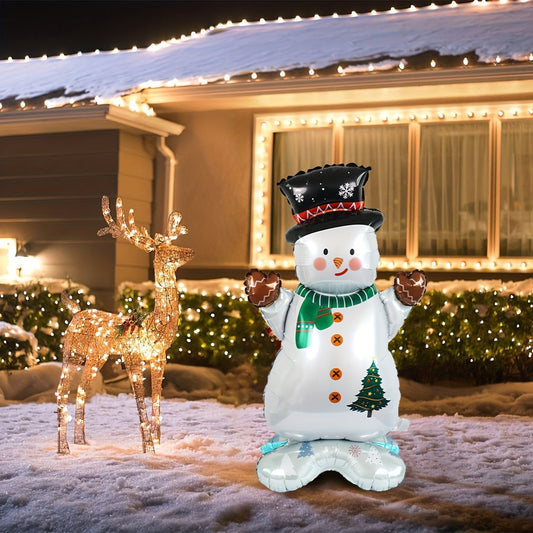 1pc Giant Oversized Standing Christmas Scarf Snowman Foil Balloon - Festive Holiday Decoration for Indoor Outdoor Party - Perfect for Christmas New Year Birthday Celebrations