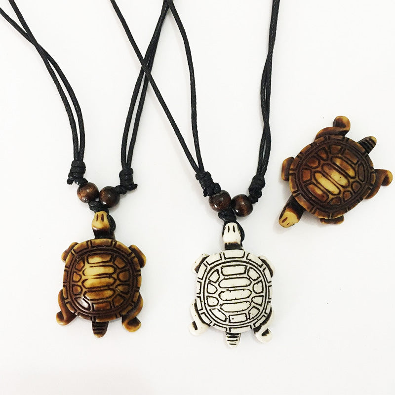 vakkv Cross-Border Vintage Animal Necklace Slingshot Turtle Resin Jewelry Pendant Sweater Chain Matching Accessories