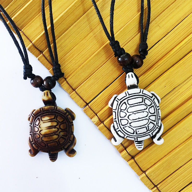 vakkv Cross-Border Vintage Animal Necklace Slingshot Turtle Resin Jewelry Pendant Sweater Chain Matching Accessories