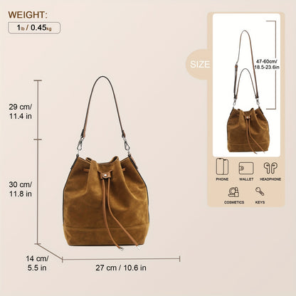 Large Capacity New Fashion Bucket Bag, Ladies' Single Shoulder Crossbody PU Leisure Travel Bag for Everyday Use