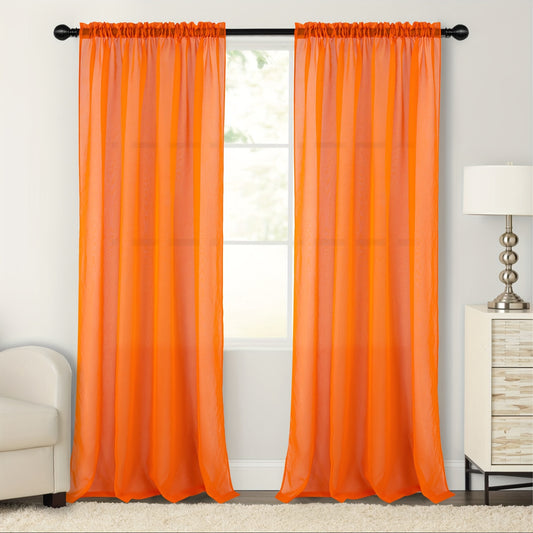 2pcs, Window Sheer Curtain, Rod Pocket Curtain, Suitable For Living Room, Bedroom Blackout Curtain Home Decor, 52*84in