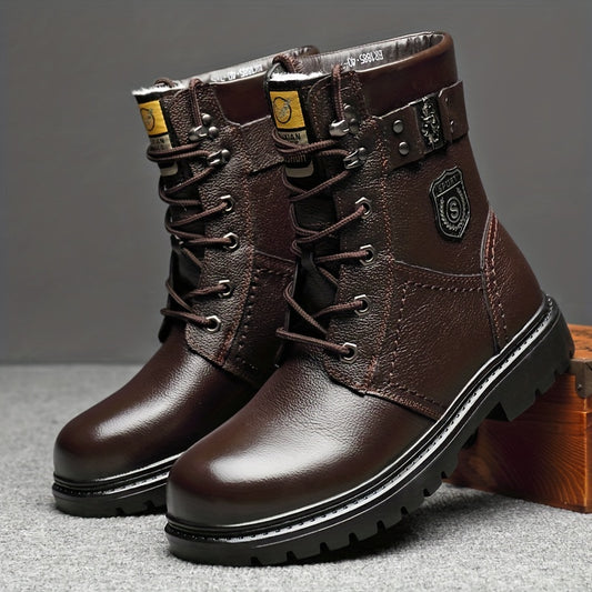 Men's Service Boots Inspired Boots, Casual Lace-up Walking Shoes With Or Without Fuzzy Lining