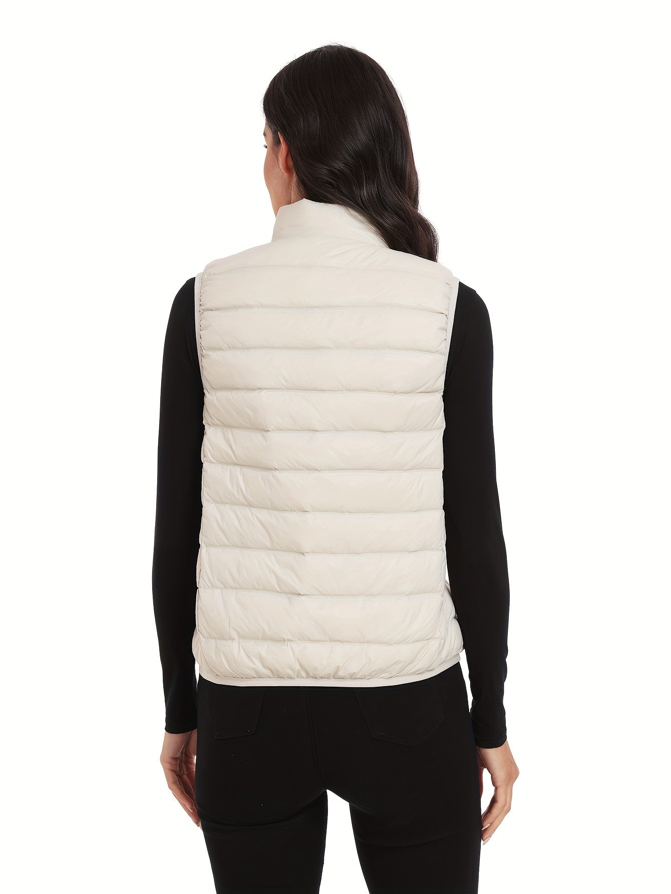 Womens Ultra-Light Stand Collar Puffer Jacket Vest - Insulated Down Fill for Warmth & Style - Perfect Activewear