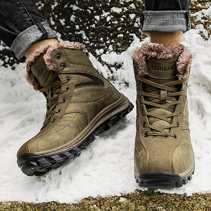 Winter Explorer Snow Boots - Premium Leather, Wear-Resistant, Warm Fleece Lining, Non-Slip Sole, Comfortable Fit, Waterproof, Breathable, Ideal for Hiking, Outdoor Activities, and Cold Weather - Durable, Long-Lasting, and Stylish