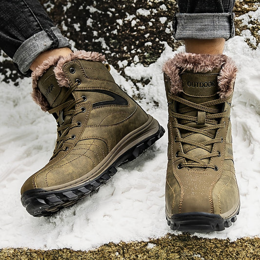 Winter Explorer Snow Boots - Premium Leather, Wear-Resistant, Warm Fleece Lining, Non-Slip Sole, Comfortable Fit, Waterproof, Breathable, Ideal for Hiking, Outdoor Activities, and Cold Weather - Durable, Long-Lasting, and Stylish