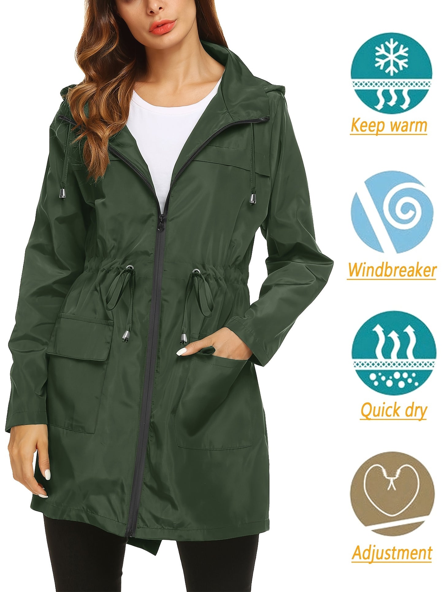 Waterproof Outdoor Explorer Raincoat - Lightweight, Breathable, Packable, Hooded, Adjustable Cuffs, Reflective Strip - Perfect for Hiking, Camping, Cycling, and Daily Commute