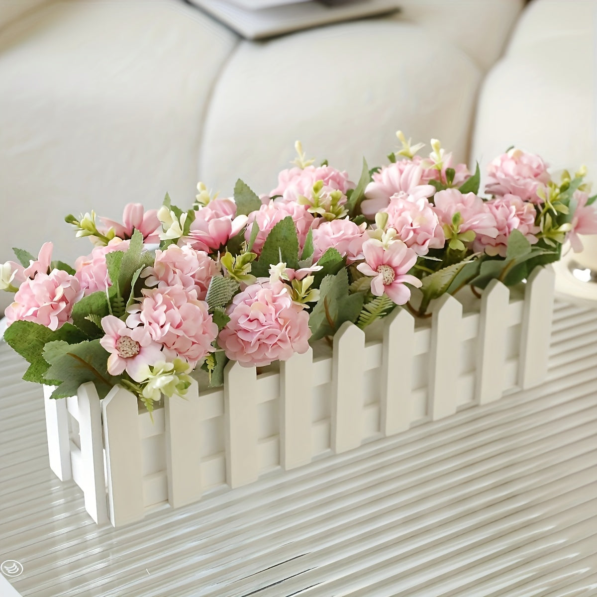 1pc Wooden Simulation Daisy Fence, Artificial Flower for Home Living Room Table Window Decoration, Outdoor Yard Wedding Engagement Scene Holiday Party Decoration