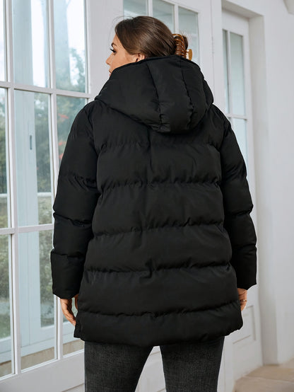 Plus Size Winter Wonderland Coat - Stylish Zip Front, Hooded Long Sleeves, Ultra-Warm Fleece, Casual Chic Fashion for Women