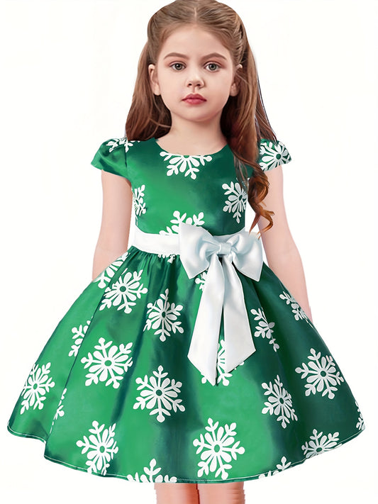 Girls' Dress Halloween Christmas Girls' Dress New Year's Dress Snowflake Pattern Holiday Dress