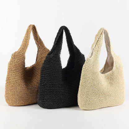 Vegetable Basket South Korea Straw Bag Ins Rattan Weave Bag New Hand-Woven Bag Straw Bag Women's One Shoulder Handbag