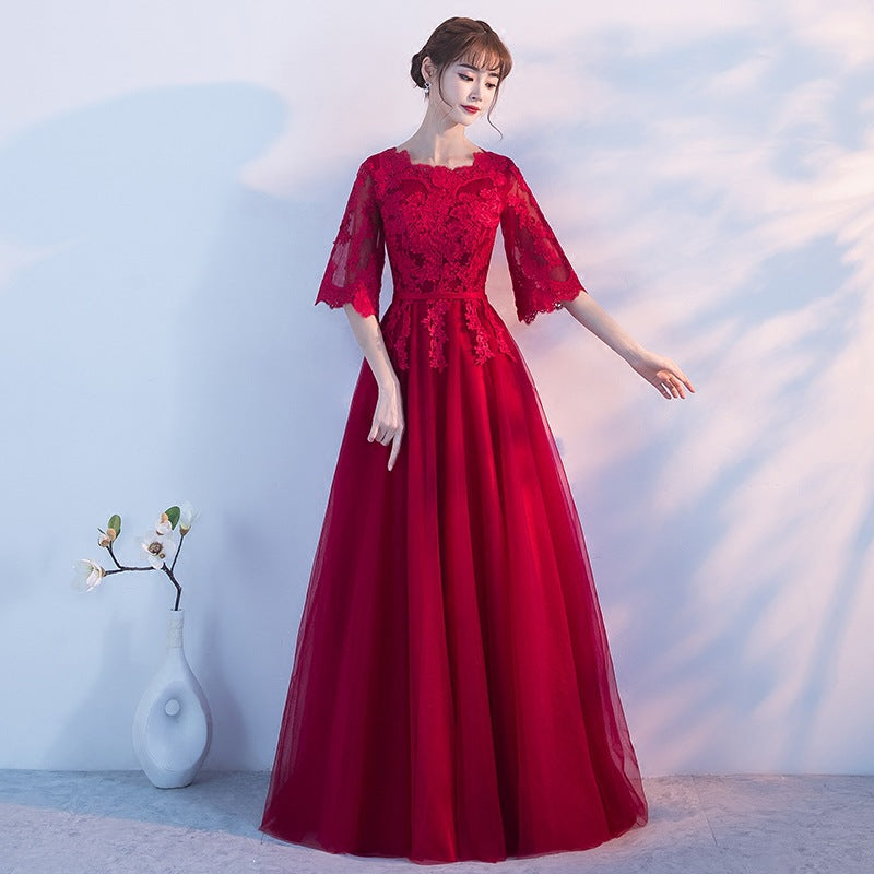 VSKKV Annual Party Evening Dress Women  Spring New Banquet Temperament Elegant Party Host Slim Long Dress