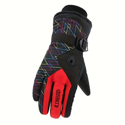 Winter Ski Gloves - Waterproof, Coldproof with Velvet Lining for Warmth, Thickened Design for Cycling & Motorcycle Riding