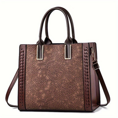 New Lace Embossed Large Capacity Soft Shoulder Oblique Span Multi-layer Texture Foreign Style Women's Bag