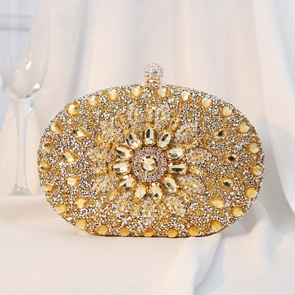 Glamorous Sunflower Rhinestone Clutch Bag - Sparkling Luxury for Evening Parties, Cocktail Dinners, Weddings & Festivals - A Durable, Versatile Handbag for Carnaval and Music Events