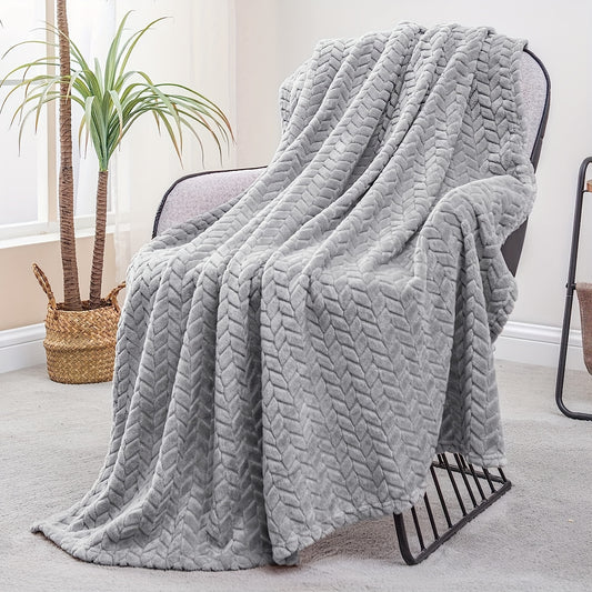 1pc Fleece Blanket Super Soft Cozy Throw Blanket, Lightweight Fuzzy Comfy Textured Flannel Blanket Warm Plush Throw Blankets For Couch