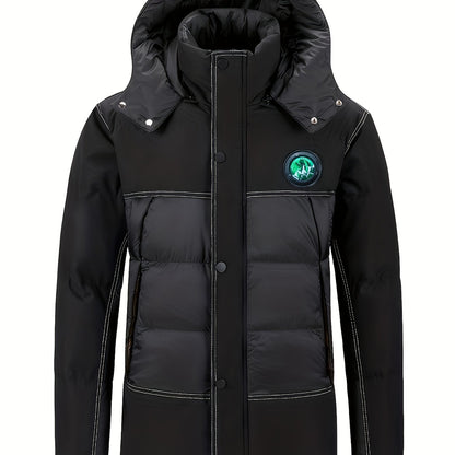 Thermal Mens Padded Coat - Ultra-Warm Insulation, Thick and Plush Padding, Casual Style with Contrast Stitching Details - Perfect for Cold Fall and Winter Seasons