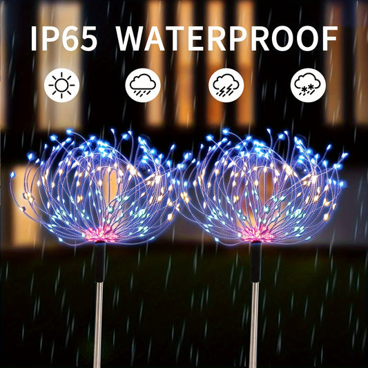 4pcs/1pc 320/240/90LED Solar Garden Lights Outdoor, Solar Firework Lights Upgraded and5 Waterproof Solar Powered Sparkler Lights For Outside With 8 Lighting Modes For Garden Yard Outdoor Decor, Halloween Christmas Decorations Outdoors (Warm White, Multico