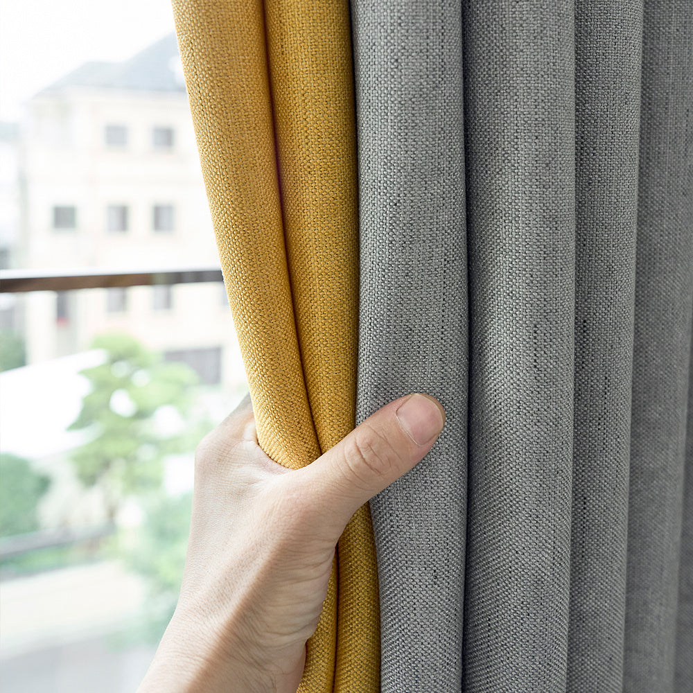 1pc Luxurious Linen Blend Splicing Curtain - Soft, Stylish, and Light-Blocking Window Treatment for Bedroom, Office, Kitchen, Living Room, and Study - Elevate Your Home Decor with Elegant Drapes