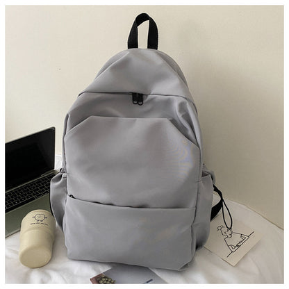 Mori Style Large Capacity Solid Color Backpack Men's Trendy Ins Korean Style All-Matching School Bag Female High School Student Campus Backpack