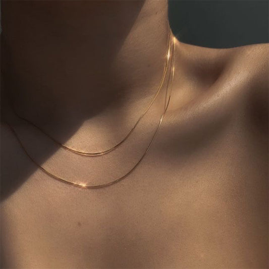 vakkv  HOTan and NEWn Ins Style Clavicle Chain Soft Snake Bone Chain Double Layer Necklace Twin Simple Niche Design Necklace