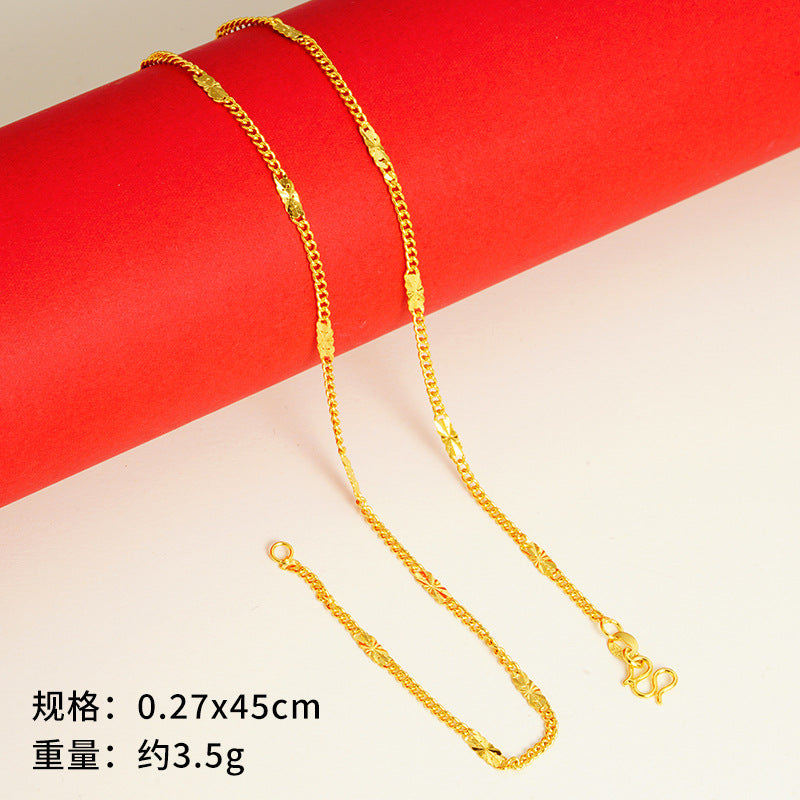 vakkv  Alluvial Gold Necklace Ornament Women's No Color Fading High-Grade Niche Clavicle Chain Yiwu Copper Accessories Imitation Gold Chain