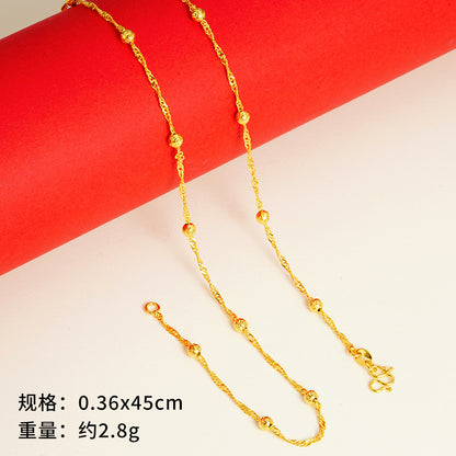 vakkv  Alluvial Gold Necklace Ornament Women's No Color Fading High-Grade Niche Clavicle Chain Yiwu Copper Accessories Imitation Gold Chain