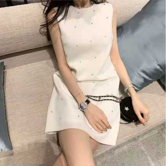 2024 Summer New High end Light Luxury Celebrity Explosive Street Crowd Dress Temperament White Tank Top Dress