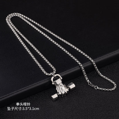 Trendy Titanium Steel Necklace Men's and Women's TikTok Disco Hip Hop Six-Pointed Star Pendant Sweater Chain Minimalist Hip Hop Ornament Wholesale