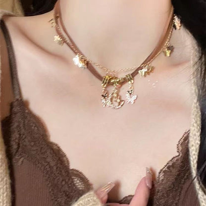 Sun XINGX Double-Layer Necklace Women's Simple Exquisite Niche Accessories Clavicle Chain Versatile Personality High-Grade Sense Ornament Fashion