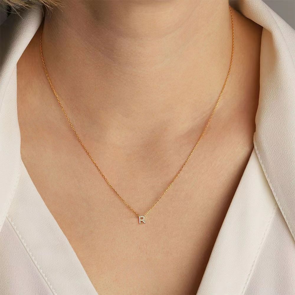 vakkv  Hot Selling Fashion All-Match S925 Silver 26 English Letters Pendant Necklace for Women Inlaid Zircon Special-Interest Design