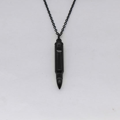 Cross-Border Hot Veterans Memorial Bullet Pendant Necklace Wild Projection Stone Titanium Steel Bullet Clavicle Chain Wholesale