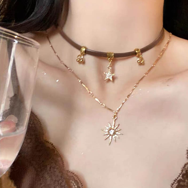 Sun XINGX Double-Layer Necklace Women's Simple Exquisite Niche Accessories Clavicle Chain Versatile Personality High-Grade Sense Ornament Fashion