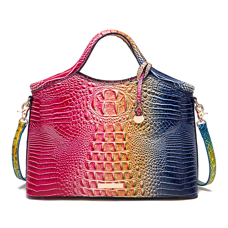 VAKKV New 2025 New  independent station portable messenger retro women's bag multi-color three-dimensional concave and convex crocodile pattern