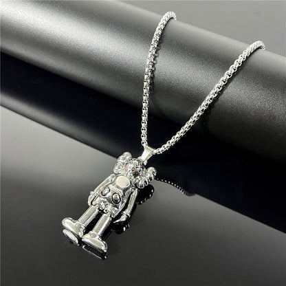 Cross-Border European Hip Hop Titanium Steel Necklace Men's Fashionable All-Match Pendant Retro Personal Accessories Women's Long Sweater Chain Pendant