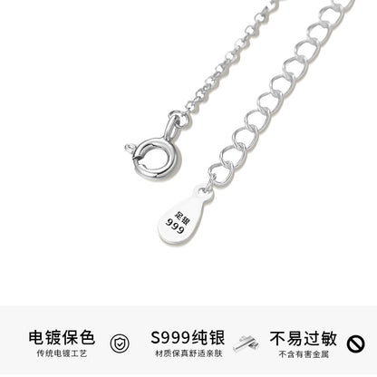 vakkv  Aobao S999 Pure Silver Wisteria Flower Zircon Necklace Super Girl Light Luxury High Sense Mori Style Flower Clavicle Chain Wholesale