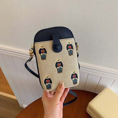 High Quality Bag Women's Bag  Spring New Fashion All-Match Bear Cell Phone Small Bag Shoulder Crossbody Small Square Bag Fashion