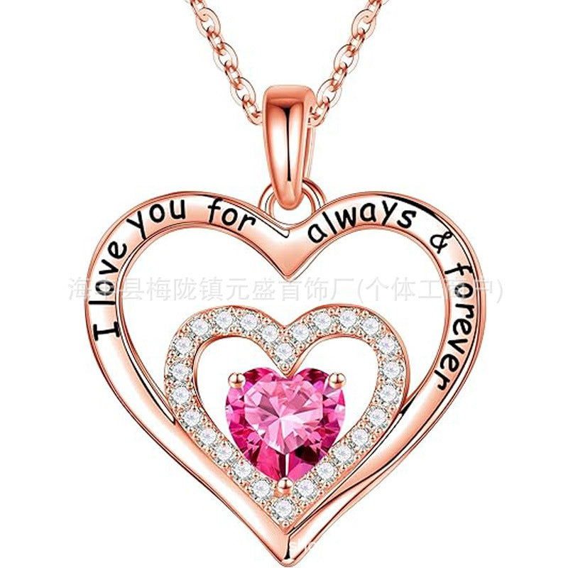 HOT and NEW Cross Border S925 Pure Heart of Eternity Pendant Heart Necklace for Women Birthday Anniversary Valentine's Day Gift