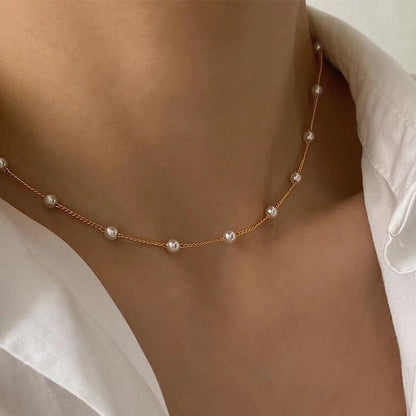 vakkv  HOT and NEW Cross Border Ornament New Pearl Necklace Fashion Short Necklace Ins Simple Style Pearl Necklace in Stock