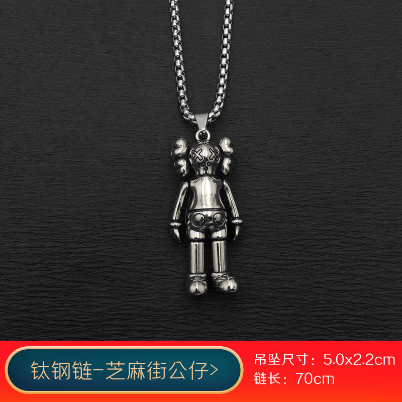 vakkv Fashion Brand Titanium Just Hip Hop Style Necklace Men and Women Ins Cold Talk Wind All-Match Sweater Chain Punk Pendant Long Accessories