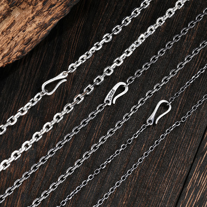 925 Sterling Silver Trendy Men's and Women's Necklace DIY Thai Silver Retro Retro Style Personality Cross Silver Necklace Men's Bracelet Versatile