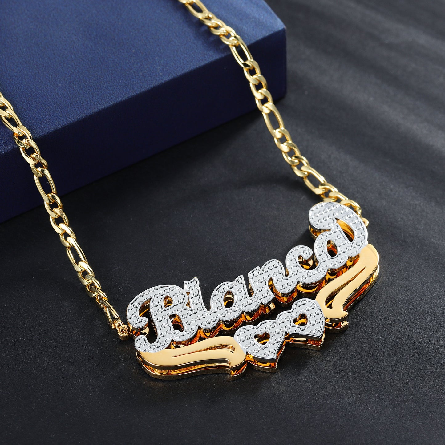 Foreign Trade Exclusive for Cross-Border Custom English Name Necklace Stainless Steel DIY Double-Layer Hip Hop Two-Color Name Necklace