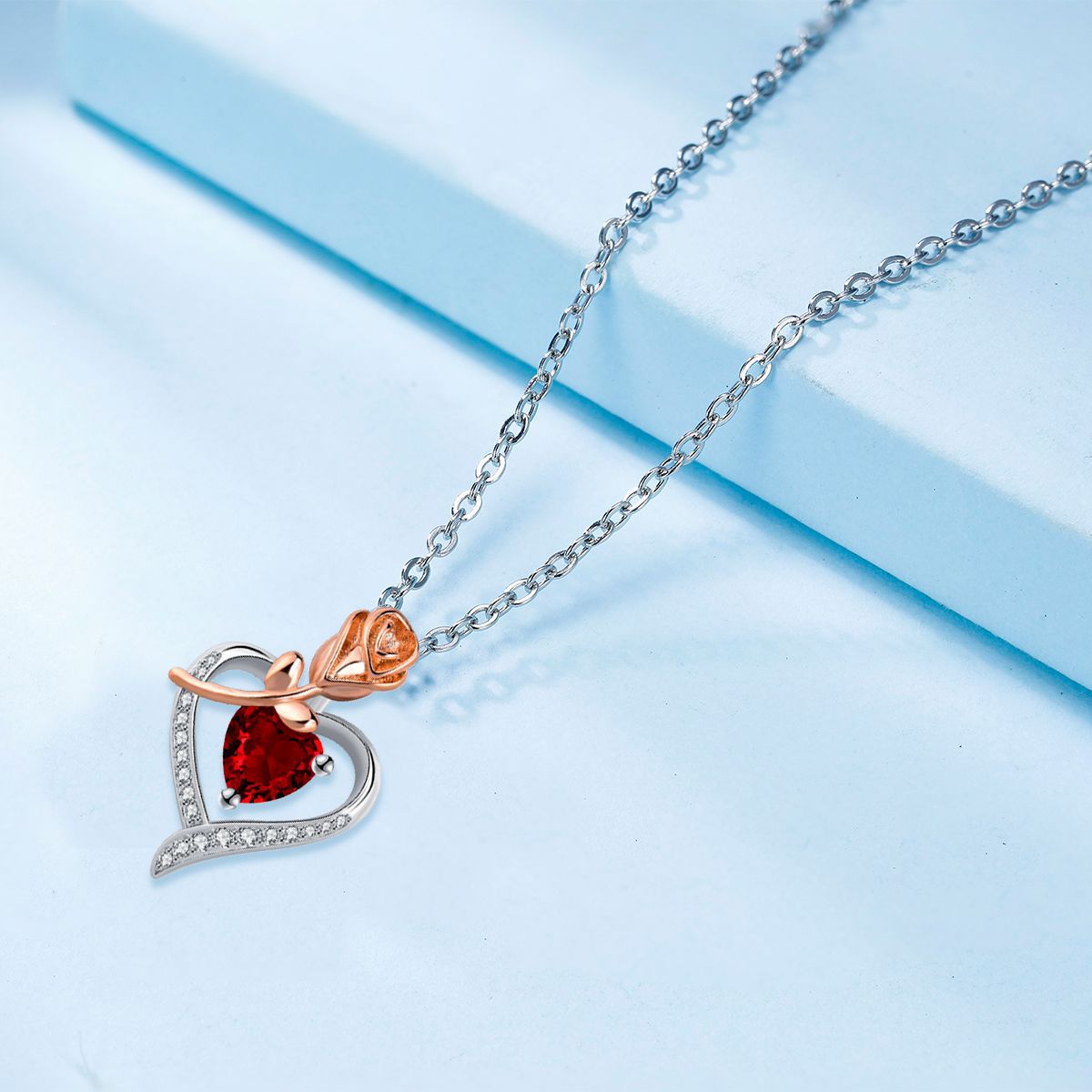 VAKKV Cross-Border E-Commerce Hot Sale in  Rose Love Necklace Fashion Retro Ins Style Heart-Shaped Collarbone Necklace Mother's Day