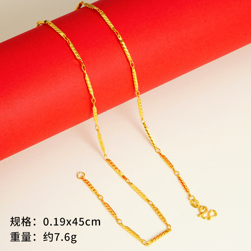 vakkv  Alluvial Gold Necklace Ornament Women's No Color Fading High-Grade Niche Clavicle Chain Yiwu Copper Accessories Imitation Gold Chain