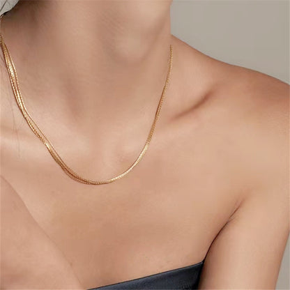 Special-Interest Design S925 Sterling Silver Glossy Retro Fine Silk Satin Multi-Layer Necklace Clavicle Chain Silver Accessories Wholesale