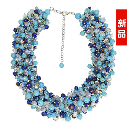 vakkv  [11 Colors Available] Turquoise Fashion HOTan and NEWn Style Necklace Female Exaggerated Crystal Turquoise Necklace Women's Jewelry